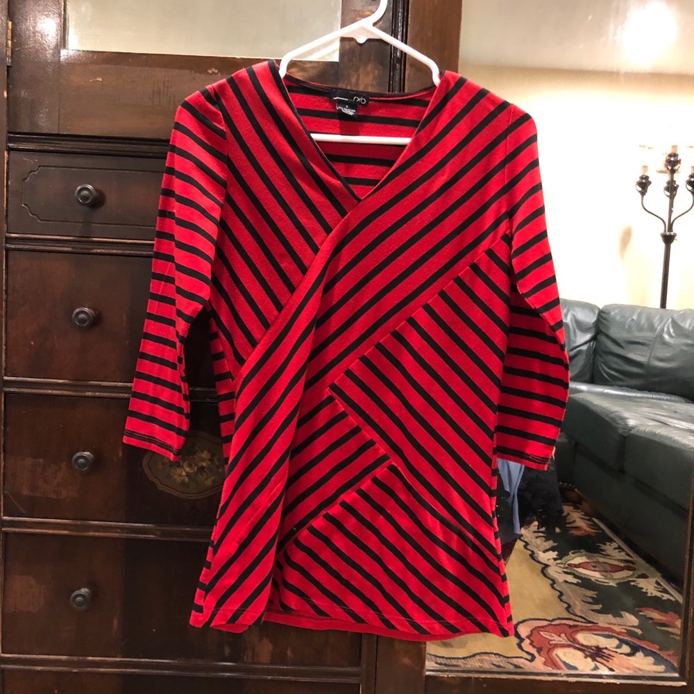 red and black shirt